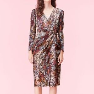 WATERCOLOR SNAKE SILK WRAP DRESS